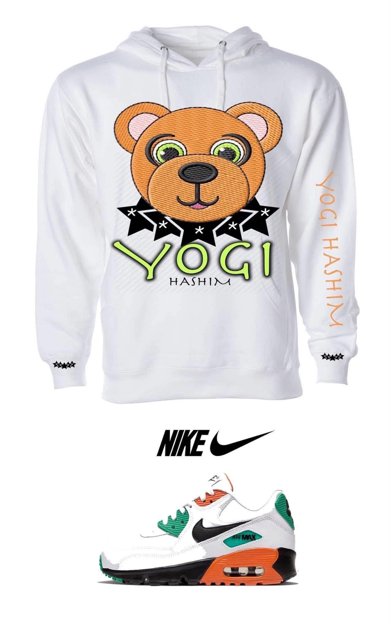 Yogi Hashim hoodie with orange and green sneaker styling