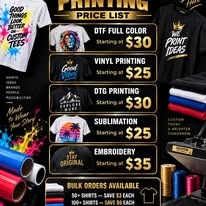 Printing price list flyer